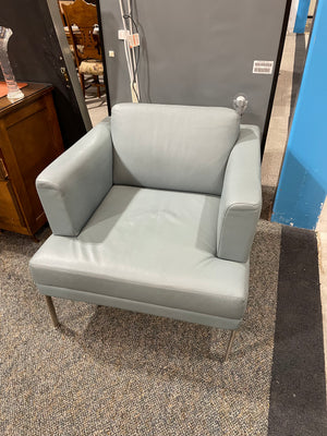 Light Blue Leather Accent Chair
