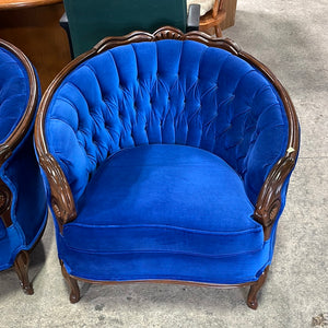 Royal Blue Victorian Style Sofa and Chair