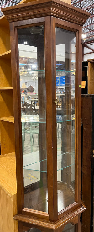 Curio Cabinet w/ Glass Shelves & Light
