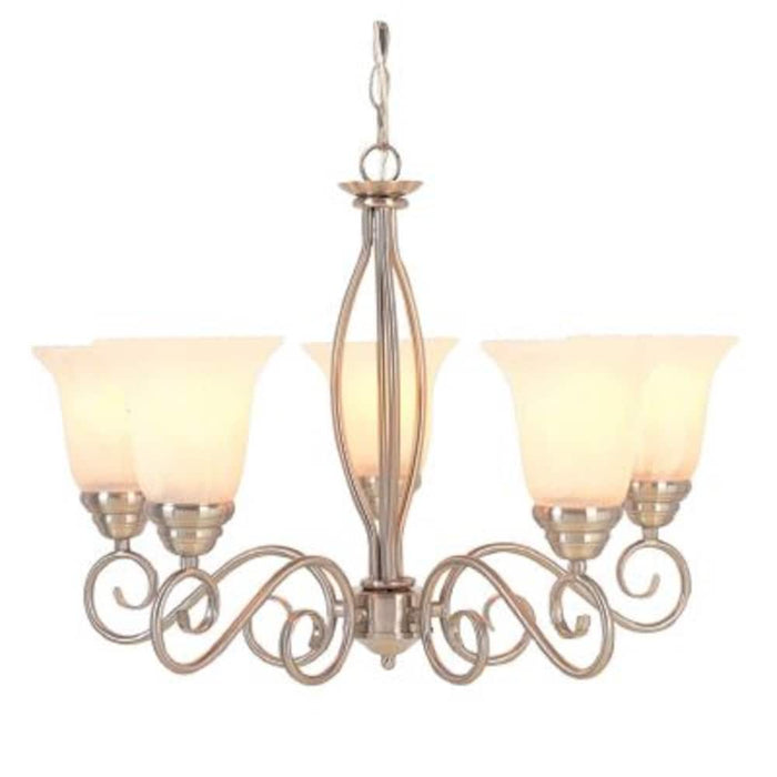 5-Light Chandelier with Marbelized Glass