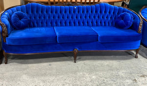 Royal Blue Victorian Style Sofa and Chair