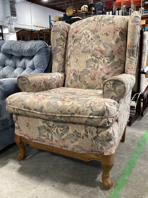Retro Floral Wingback Chair