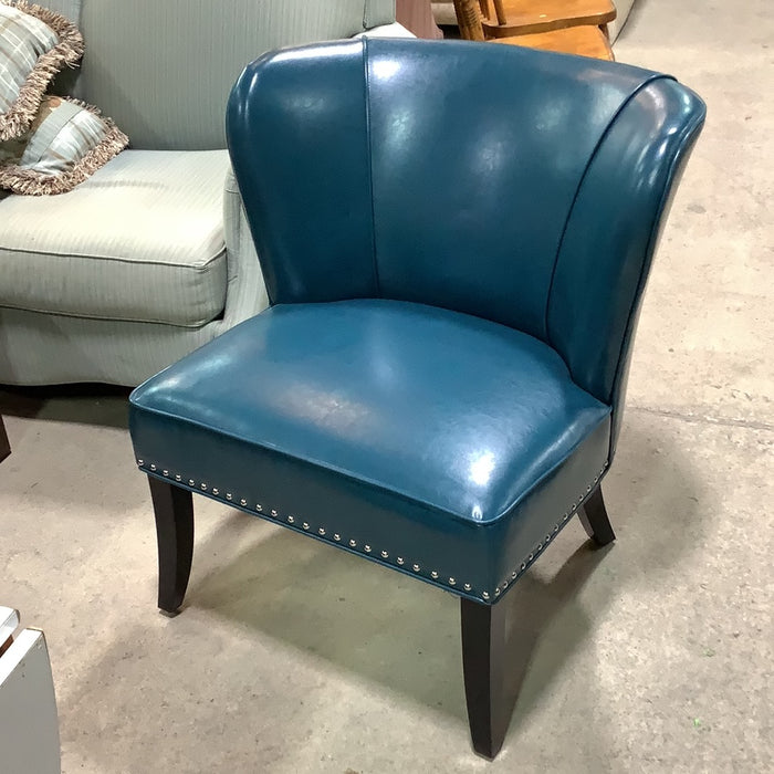 Blue Wingback Leather Chair