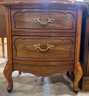 Stained Wood Carved Nightstand
