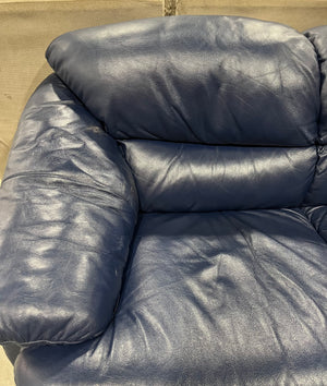 Navy Blue Faux Leather Couch