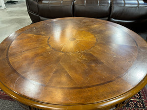 Round Wood Table with Wheels