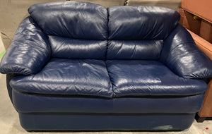 Navy Blue Faux Leather Couch