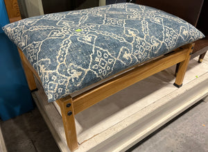 Wooden Foot Stool with a Blue Cushion