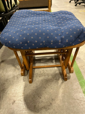 Royal Blue Wood Rocking Chair w/ Ottoman