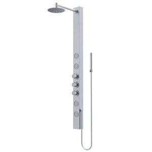 VIGO 4-Jet High Pressure Shower Panel System with Circular Fixed Rain Shower Head in Stainless Steel