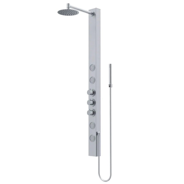VIGO 4-Jet High Pressure Shower Panel System with Circular Fixed Rain Shower Head in Stainless Steel
